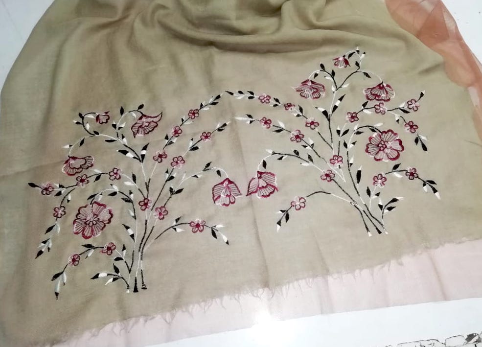how to machine embroider on pashmina
