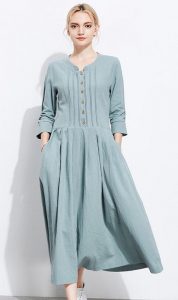 Cotton Maxi Dress with Long Sleeves | Casual Dresses